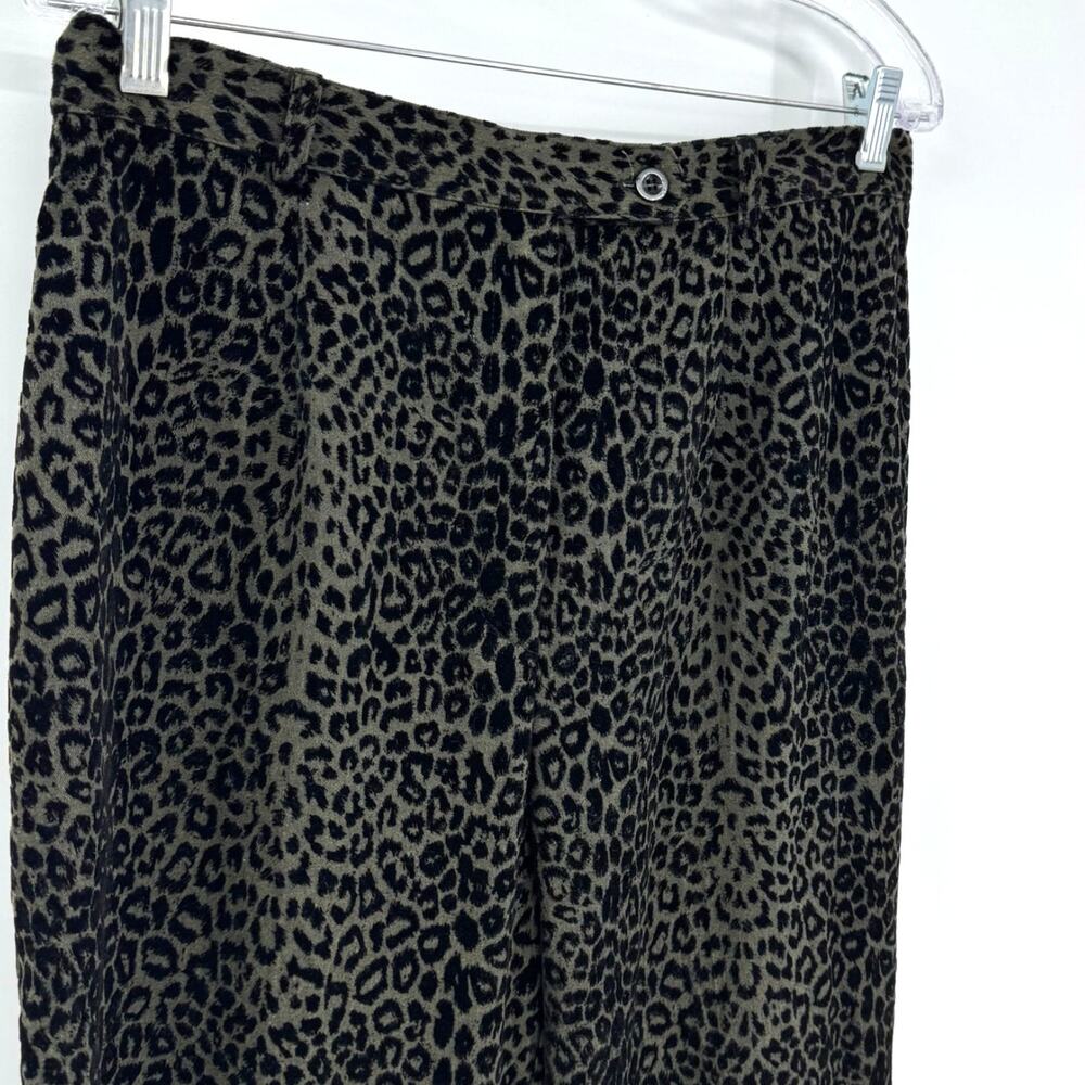 VTG Leopard Print Velvet Pants High Rise Straight Leg 14 L Y2K USA Goth Braetan